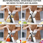 5 in 1 Safe Mandoline Slicer for Kitchen, Safe Vegetable Chopper with Paring Knife, Adjustable Thickness, Easy to Clean, Vegetable Slicer, Slicing, Strips, Shredding, Dicing, Chop (GreenBlack)