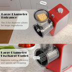 Electric Cheese Grater, 300W DC Motor Rotary Cheese Grater with 5 Different Shapes of Blades, Vegetable Cutter for Potato, Nuts, Kitchen Chopper with Non-slip Suction Base, Red