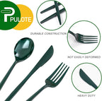 PULOTE 150PCS Green Plastic Silverware - Plastic Cutlery Set Disposable - Green Plastic Utensils Include 50 Forks, 50 Spoons, 50 Knives for Party&Christmas