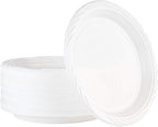 PLASTICPRO 100 Count Disposable 10 Inch White Plastic Dinner Plates Extra Large