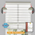 Persilux Cordless Zebra Blinds for Windows Free-Stop Roller Windows Shades (34" W X 47" H, Cream) Dual Layer Light Control for Day and Night, Light Filtering Sheer Shades for Home, Bedroom