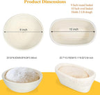 9 & 10 Inch Banneton Bread Proofing Basket Set with Liners,Dough Scraper,Bread Lame & Danish Whisk - Oval and Round Sourdough Baking Kit for Professional & Home Use