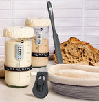 KneadAce Sourdough Starter Kit (24oz Jar, 2xOval Baskets, Gray Bread Lame)