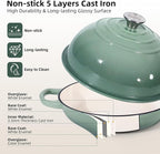 Davivy 5.5QT Sourdough Dutch Oven with Domed Lid, 10" Round Bread Dutch Oven, Enameled Cast Iron Bread Oven, Bread Oven for Sourdough Bread - Sea Salt Green