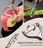 Ugotit Premium Vegetable Peeler, I Type 304 Stainless Steel Swivel Blade, Potato Eye Remover, Real Wood Handle Leather Strap, Kitchen Essentials