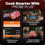 Smart Wireless Meat Thermometer with Ultra-Thin Probe, 6 Sensors Accuracy Digital Food Thermometer 0.5S Instant Read, IP67 Waterproof for BBQ, Grill, Smoker, Oven, Air Fryer,Grey