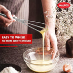 Walfos Whisk,304 Stainless Steel Mini whisk,Small Whisk.6in Long-Handle Non Rust Whisks Nice for stirring individual eggs and mixing small amounts of powder and sauce.Dishwasher Safe.(5+7+10in)