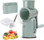 5-in-1 Rotary Cheese Grater with Hand Crank – Multi-Functional Vegetable Slicer, Nut & Cheese Shredder – Easy to Clean Food Grater (Green)