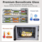 Glass Food Storage Containers with Lids,10 pack [36oz*5+13.5oz*5], Glass Meal Prep Container with Airtight Lids, Microwave Safe Food Container Set, BPA Free, LeakProof, Ideal for Lunch