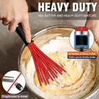 Walfos Whisk,Whisks for Cooking Non Scratch.Silicone Whisk Set of 4 Kitchen Wisk-11in Flat wisk and 7+9+11in Balloon Whisk.Nice for Mixing,Whisking and Stirring.Dishwasher Safe.(4pcs-Colorful)