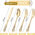 40PCS Gold Plastic Silverware - Heavy Duty Elegant Disposable Utensils - Gold Plastic Cutlery Set Includes 20 Forks, 10 Spoons, 10 Knives for Dinner, Parties, Weddings