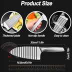 NOVANO Stainless Steel Crinkle Cutter with Wavy French Fries Chopper for Potato, Carrot and fruit, Waves French Fries Slicer Handheld Chopper，Dicer, Kitchen Gadgets & Essentials