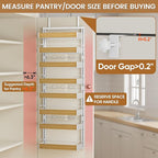8 Tier Over The Door Pantry Organizer, 2 IN 1 Wall Mount or Hanging Spice Rack Seasoning Shelves with Adjustable Basket, Back of Door Organizer and Storage for Kitchen Cabinet and Room Closet