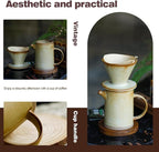 Pour Over Coffee Maker Set Vintage Ceramic Pour Over Coffee Dripper Set with 20 Count Paper Coffee Filters,for Home Café Restaurant Camping,15.8 Ounces(Yellow)