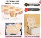 Silicone Jumbo Muffin Pan with Metal Frame, Non Stick Food Grade Silicone Large Muffin Pan, with Handles 6 Cup,BPA-Free and Dishwasher Safe, Jumbo Cupcake Pans - 2 Piece Yellow