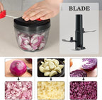 Cambom Manual Food Chopper Vegetable Cutter, Hand String Chopper Onions Cutter for Vegetable Fruits Nuts BPA Free Food Safe Material, 650ml Black