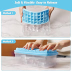Silicone Ice Cube Tray with Leak-Proof Lid & Storage Bin for Freezer – BPA-Free 36-Piece Nugget Ice Molds, Spill-Resistant Cover & Ice Scoop Container Cover