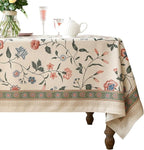 ISAENNE Designer Chinoiserie Linen Floral Small Square Tablecloth,White Wrinkle Resistant Table Cloth,Elegant Decor Tablecloths for Dining Thanksgiving Kitchen Party Christmas,55"*55"-Daffy