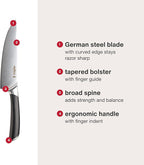 Zyliss Comfort Pro Chef's Knife - Ice Hardened Stainless Steel Kitchen Knife - Tarnish-Free and Rust-Resistant Kitchen Cutlery - Black/Stainless Steel - 8 inches