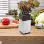 Universal Knife Block, Stainless Steel Knife Holder without Knife Including Sharpening Edges and Scissor Sockets Multifunctional Knife Holder Knife Block Holder