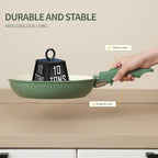 8PCS Ceramic Cookware,Nonstick Ceramic Pan, Removable Handle Pots and Pans Set, Stackable Set, Nonstick Pan Pots and Pans Set Non Stick pot (Green)