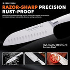 7 Inch Santoku Knife, German Stainless Steel, Razor Sharp Multipurpose Kitchen Knife with Balanced Handle and Gifted Sheath, Grilling Tools (SAMJNA)