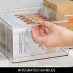 iDesign Stackable Pantry Bins with Handles, 2 Small Bins and 1 Medium Bin, 3 Pack, Clear, Made in USA