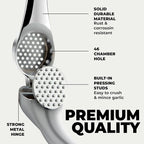 Zulay Kitchen Large Premium Garlic Press Set – Rust Proof & Dishwasher Safe, Bigger Bowl Garlic Mincer Tool with Silicone Garlic Peeler & Brush, Easy Squeeze & Clean, Ergonomic Handle - Chrome