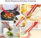 1Pcs Silicone Toaster Tong, 11.6 Inch Long Silicone Kitchen Tong for Toaster Cooking Utensil Bread Waffle Food Tweezer Red Toast Tong for Cooking Serving Bacon Salad Pickle Fruit Food, SATONBEYI