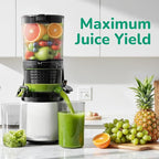 Canoly C16 Cold Press Juicer, 6" Extra Wide Feed Chute, 3-IN-1 Strainers (Juice & Sorbet & Nut Milk), Powerful AC Brushless Motor, Self Precut System, Juicer Machines with BPA-Free (Pearl White)