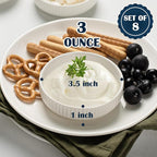 3 Oz 8 Pack Dipping Bowls Set - Ceramic Dipping Sauce, Soy Sauce Dish, Side Dish, Small Serving Bowls for Kitchen, BBQ, Condiments, Appetizer, Dessert, Sushi, Party - White Japanese design