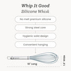 Starpack 'Whip it Good' Silicone Whisk for Nonstick Cookware - Non Scratch Whisk Heat Resistant 600°F - Kitchen Whisks for Cooking, Baking & Stirring - Silicone Coated Durable Rubber Egg Whisks