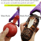 Multi Fruit Vegetable Peeler & Grater, Double Serrated Stainless Steel Blade（Peeler and Grater Function), Sharp Blade for Cucumbers,Carrot, Apples, Potato Eye Remover. Grinding of Garlic and Ginger
