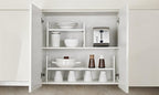 Nxconsu Cabinet Shelf Organizer Expandable 5 Heights Adjustable Stackable Rack Riser for Kitchen Pantry Cupboard Under Sink Organization Storage Space Saver Heavy Duty Metal White