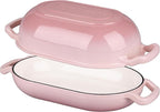 Enameled Cast Iron Sourdough Bread Oven, Dutch Oven, Loaf Cast Iron Bread Pan for Homemade Bread Baking, Meatloaf Pan with Lid, 5QT, Pink