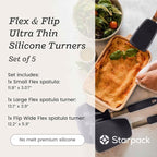 StarPack Premium Flexible Silicone Spatula Set - 3 Spatulas for Nonstick Cookware - 600°F High Heat Resistance Spatula Set - Spatulas for Kitchen Use for Fish, Eggs, Pancakes & Cookies (Stormy Grey)
