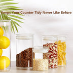 ZENS 15oz Glass Food Storage Jars Set of 3, Clear Glass Canisters with Airtight Lids, Small Container Spice Jars for Kitchen Herbs, Sugar, Blooming Tea, Candy