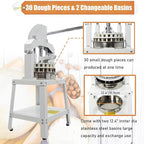 Commercial Dough Divider Manual 30PCS Dough Divider 1.27oz-6.77oz Heavy Duty Dough Cutter Machine with 36-192g Dough Weight Range for Baking, 30PCS