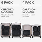 Aerotrunk Compression Packing Cubes for Travel - Luggage Organizer Bags - Double Zipper Packing Cubes for Suitcases (4-Pack, Black)