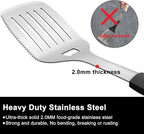 15.8'' Stainless Steel Grill Spatula for Outdoor Grill, 3-in-1 Metal BBQ Spatula Turner with Full Tang Silicone Handle and Serrated Edge, Heavy Duty Barbecue Tools Spatula for Grilling Cooking