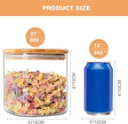 YUNCANG Glass Storage Jars 27oz [Set of 6],Clear Glass Food Storage Containers with Airtight Bamboo Lid Stackable Kitchen Canisters for Candy,Cookie,Rice,Sugar,Flour,Pasta(Square)