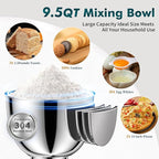 COOKLEE Stand Mixer, 9.5 Qt. 660W Electric Kitchen Mixer with Dishwasher-Safe Dough Hooks, Flat Beaters, Wire Whip & Pouring Shield Attachments for Most Home Cooks, Red