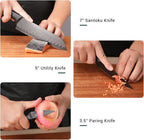 Zhang Xiao Quan Since 1628 15-Piece Kitchen Knife Block Set with Sharpening Steel Knive Set Ergonomic Handle (Black)