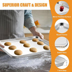 TeamFar Baking Sheet Set of 3, 16/12.5/10.5 Inch Stainless Steel Cookie Sheets Baking Pans, Metal Oven Baking Tray for Cooking Roasting Serving, Non-Toxic & Mirror Finish & Dishwasher Safe