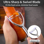 Vegetable Peeler, Stainless Steel Peeler for Kitchen, Apple Peeler Smooth Curved Handle, Double Blades, Ultra Sharp, Fruits & Veggie Peeler, Non Rustic and Non Toxic, Y Shap Kitchen Aid Peeler