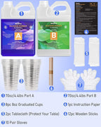 Nicpro 140oz Silicone Mold Making Kit, 30A Platinum Liquid Silicone Rubber, Flexible Silicone Molds Maker Mix Ratio 1:1 for Casting 3D Resins Molds DIY with Gloves, Sticks, Mixing Cups