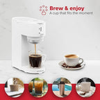 Holstein Housewares 2-in-1 Single Serve Coffee Maker, Dual Brew, Compatible with K-Cup Pods & Ground Coffee, Reusable Filter Included, Compact Drip Coffee Machine, 14oz Tank, Fits Most Cups - White