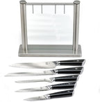 Mercer Culinary Premium Grade Super Steel 6-Piece Knife Set with Glass Block Stand, G10 Handles