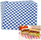 PATIKIL 8.7" x 8.7" Waxed Paper Sheets, 50Pcs Square Pattern Oil-absorbing Dry Food Wrapping Paper for Bakery Coffee Shop Home Baking Kitchen DIY, Blue