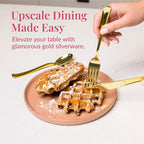 Prestee 300 ct Gold Plastic Silverware Set - Heavy Duty Disposable Cutlery - 100 Forks, 100 Spoons, 100 Knives - Elegant Gold Finish Utensils for Weddings, Parties, Holidays